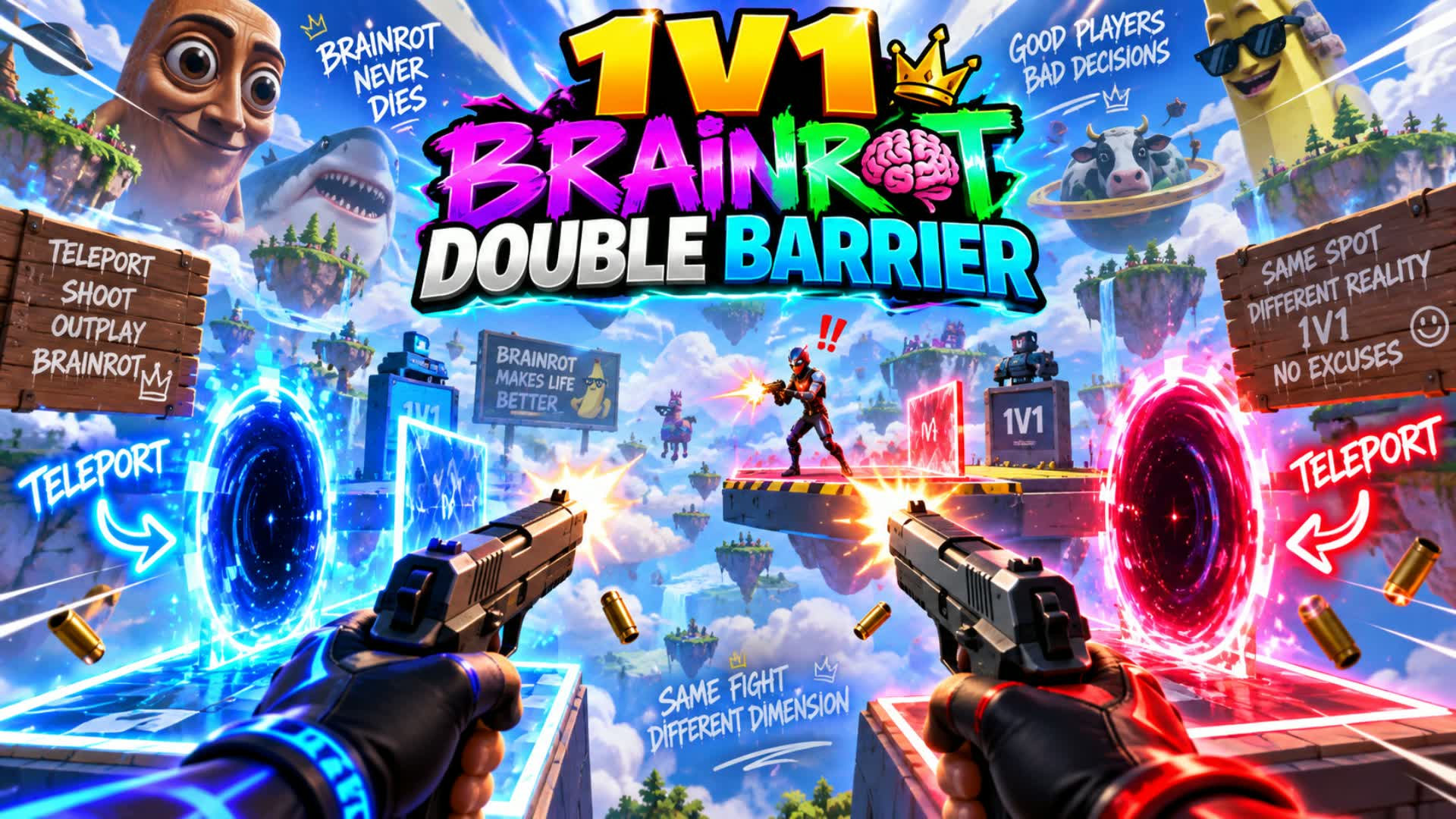 Double Barrier Brainrot First Person 1v1
