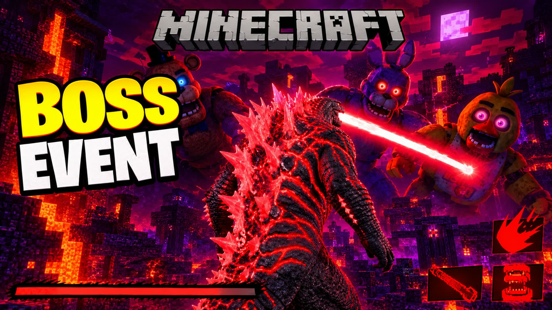 FNAF GODZILLA BOSS FIGHT MINECRAFT EVENT