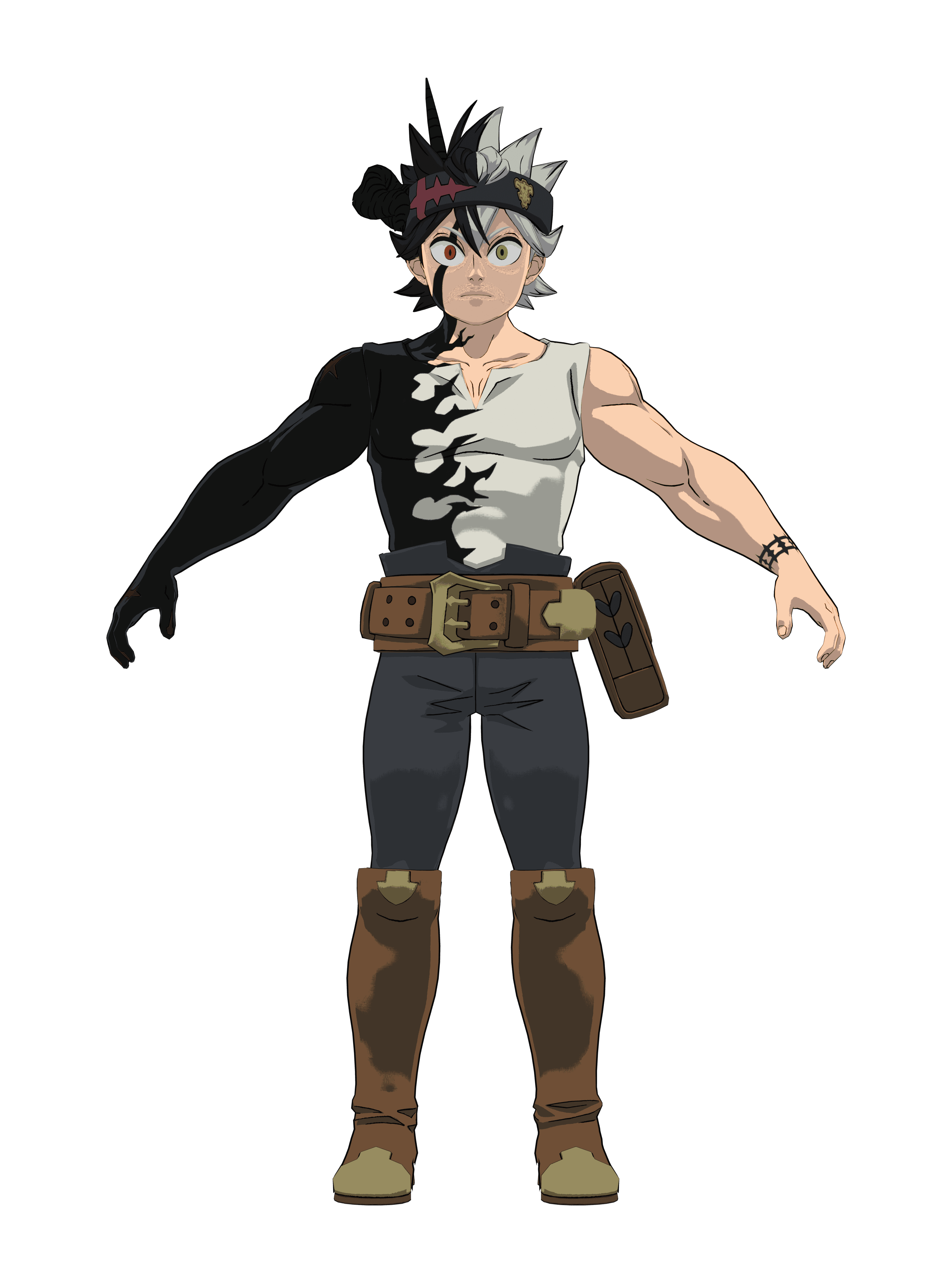 Asta, a Fortnite outfit, rebuilt in Blender with its toon shading and ink outline