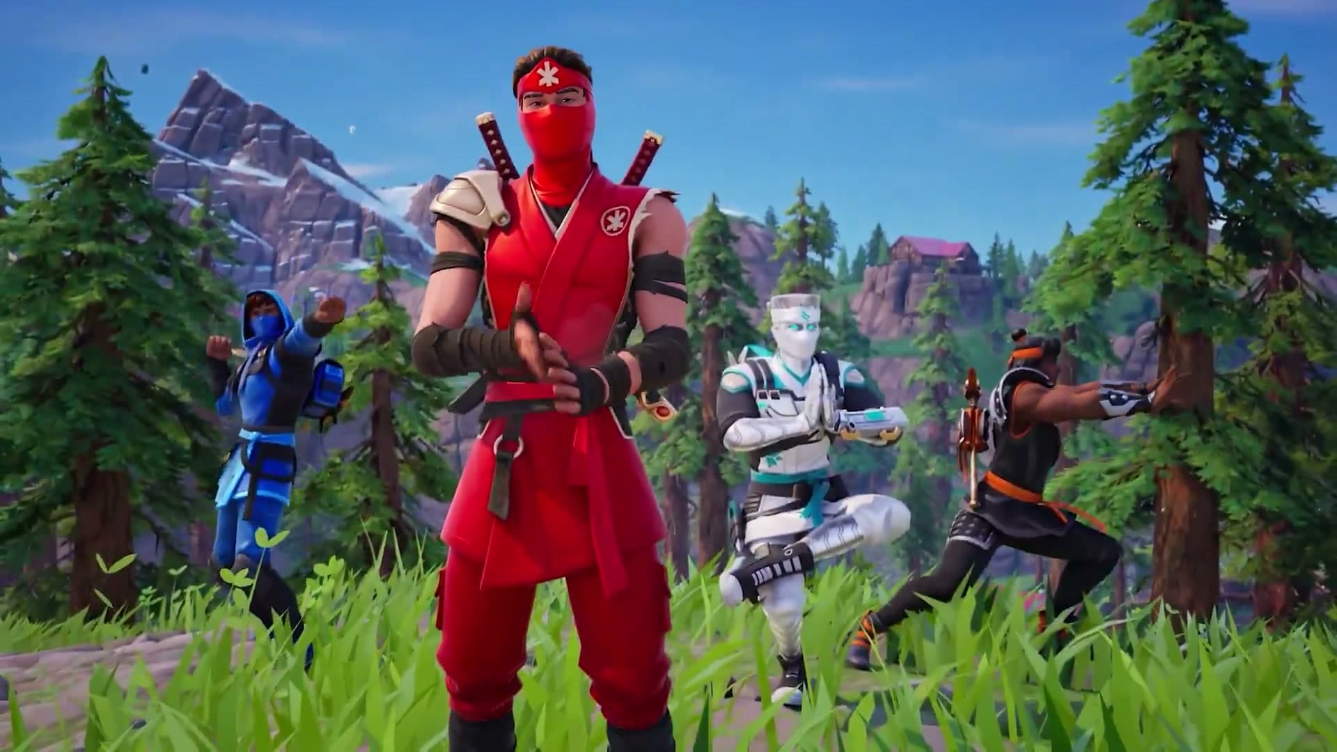 Kai, Jay, Zane and Cole in the NINJAGO Item Shop return trailer
